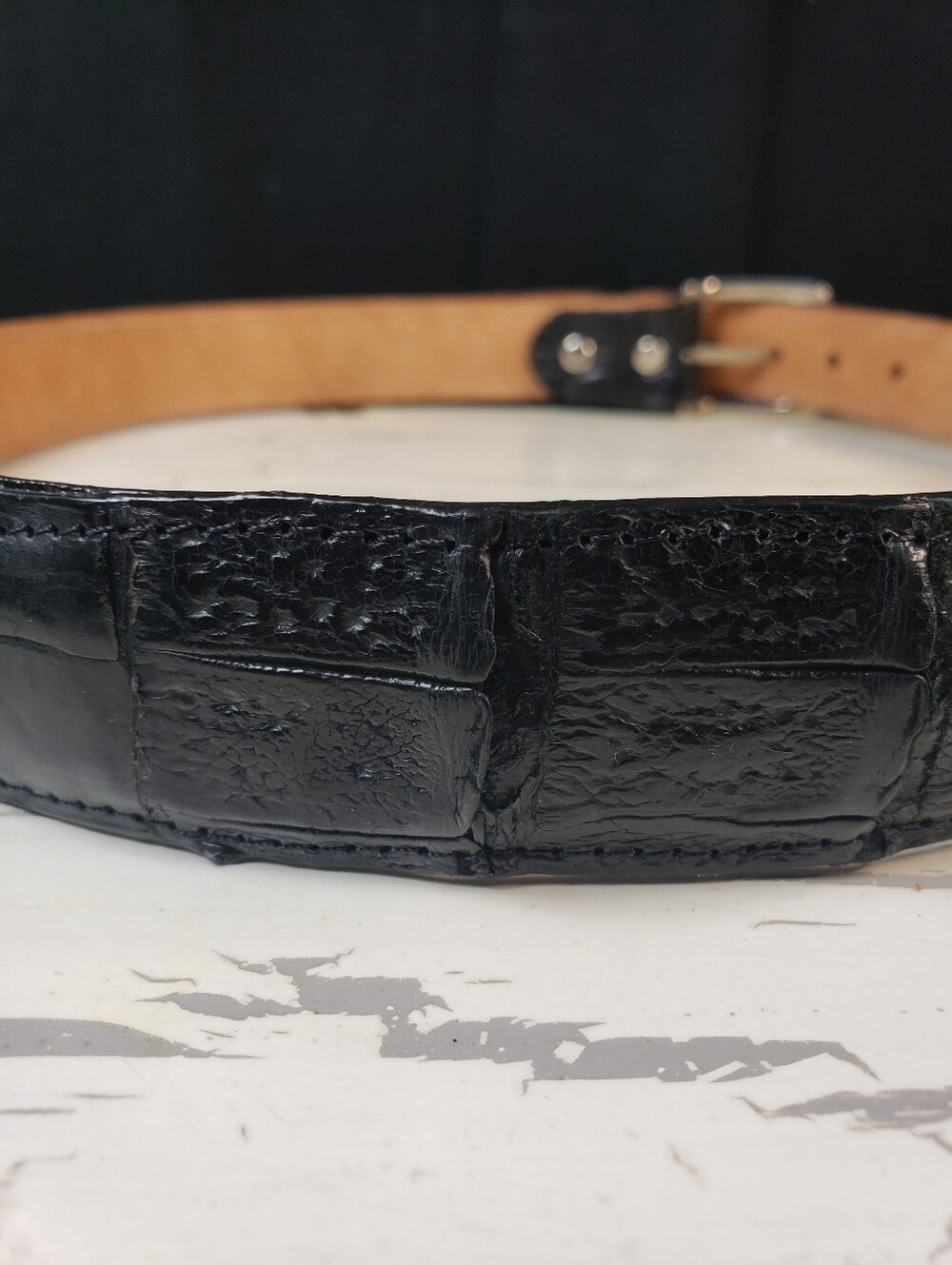Genuine Caiman Alligator Leather Belt in Black - Men's size 34 - Picture 4 of 13